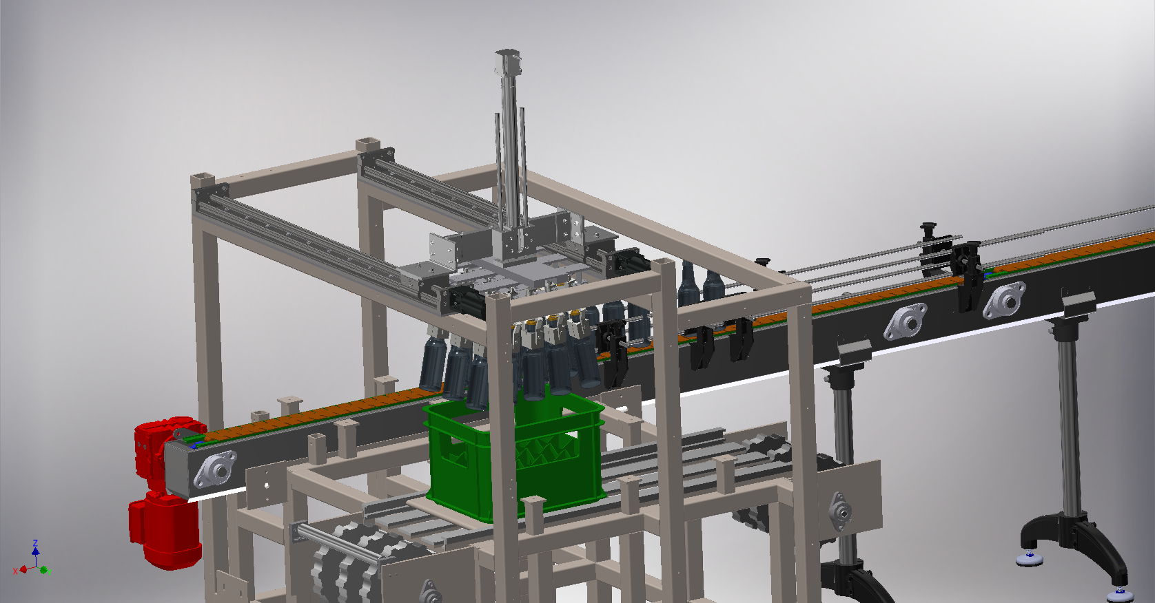Mechanical design for a bottle packing machine in Lebanon.