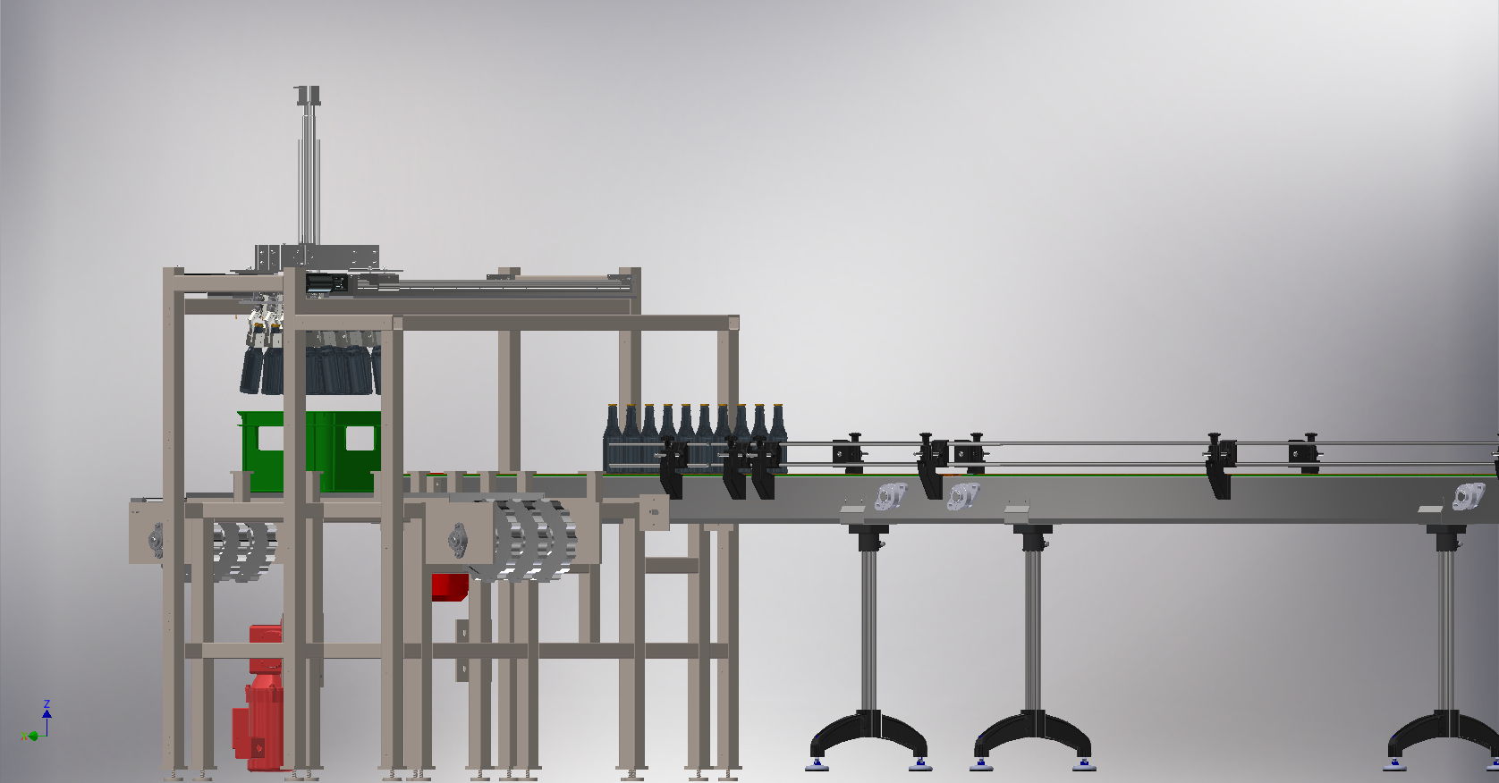 Mechanical design for a bottle packing machine in Lebanon.