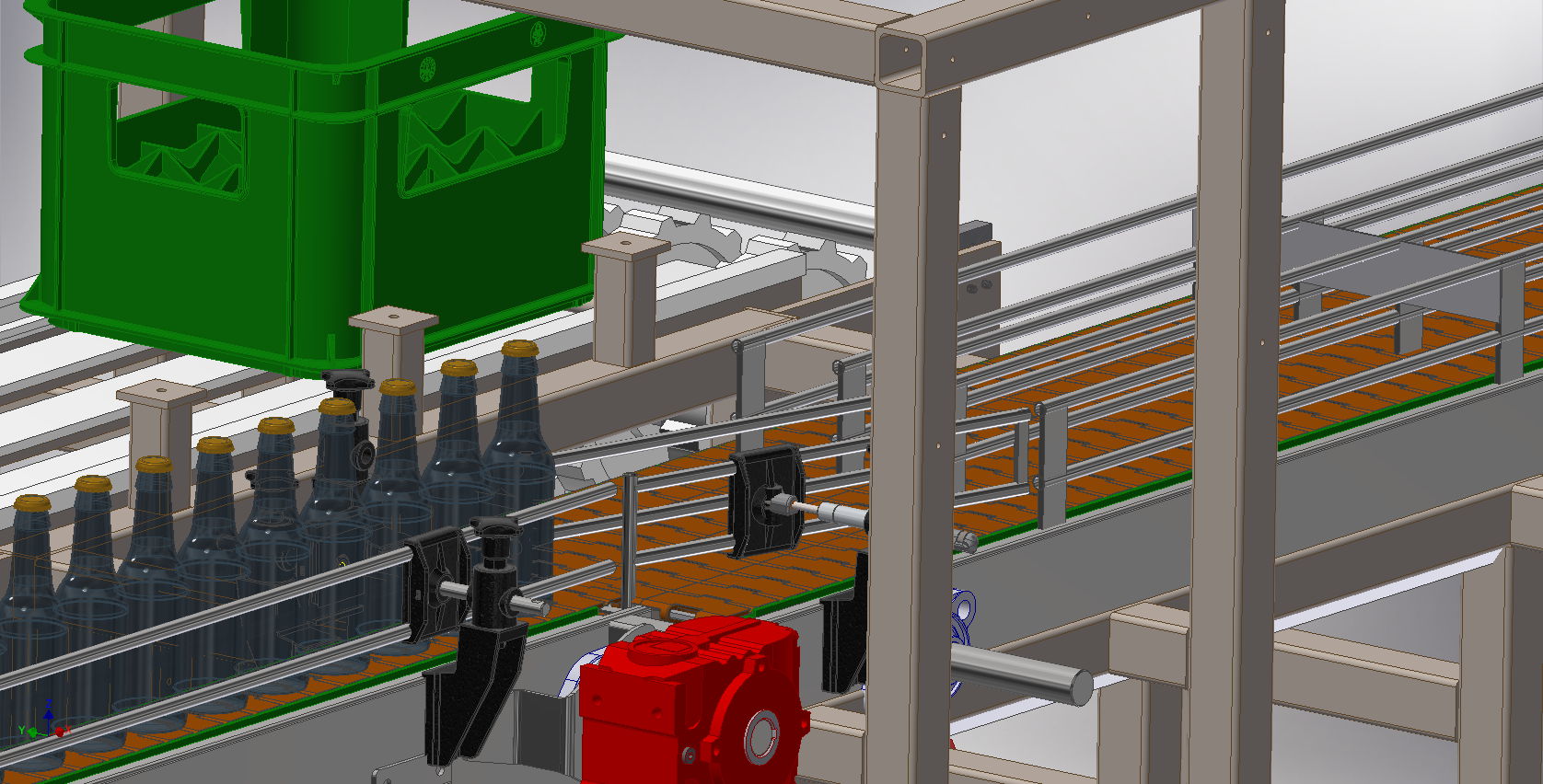 Mechanical design for a bottle packing machine in Lebanon.