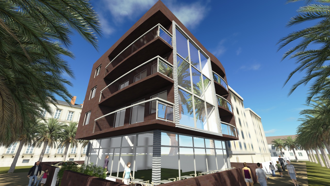 3 Story residential building project with commercial stores at the ground floor.